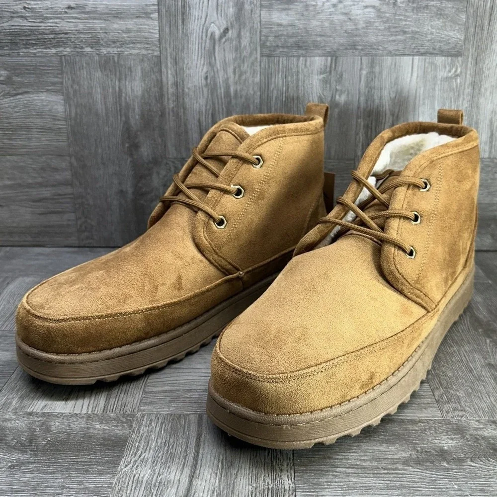 Cliffs by White Mountain Isaac-M Boots Mens 12 Brown Faux‎ Suede Fur Lined NEW